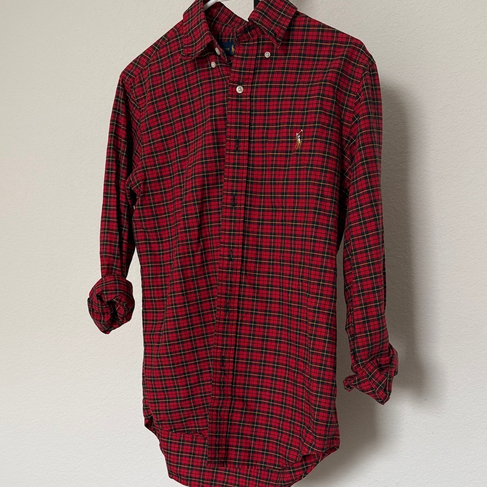 Ralph Lauren Red and Black Plaid Men's Shirt